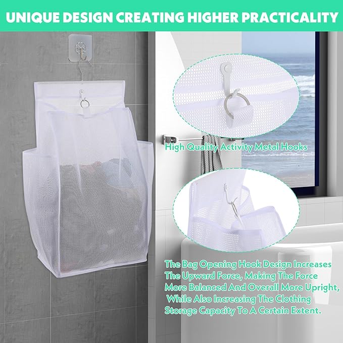 2 Pcs Hanging Collapsible Breathable Mesh Laundry Hamper, Hanging Laundry Bag - Image 4
