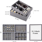 Velvet Jewelry Drawer Organizer Trays – Large Grey Stackable Jewelry Storage - Image 2