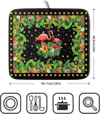 Giwawa Tropical Flamingo Dish Drying Mat Palm Leaves Absorbent Dishes Drainer - Image 2
