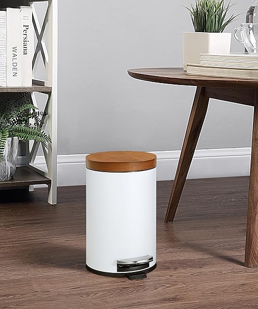 SunnyPoint Elite Bamboo Lid 4.5 Liter Round Trash Can - Image 2