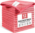 Microfiber Cleaning Cloth, 12 Pack Pink Cleaning Rags by Unknown