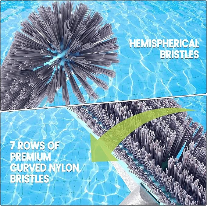 Swimming Pool Brush Head with Round Ends，17.5" Heavy Duty Aluminum Back Head - Image 3