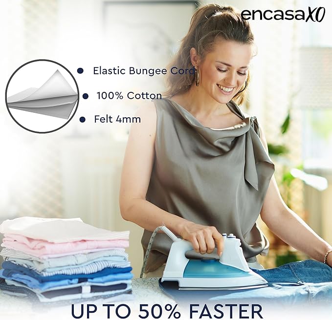 Encasa XO Ironing Board Cover and Pad 49"x18" - 4mm Felt Wide Iron Board Cover - Image 6