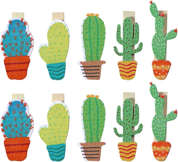 50pcs Cactus Wooden Photo Clips Pegs Clothespins Note Memo Card Holder by Unknown