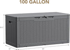 Devoko 100 Gallon Waterproof Large Resin Deck Box Indoor Outdoor Lockable Storage Container for Patio Furniture Cushions Garden Tools (100 Gallon, Grey) - Image 6
