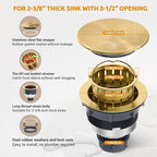BOTEMY 3-1/2'' Kitchen Sink Drain Assembly Kit, Brass-Finish Sink Drain Strainer - Image 6