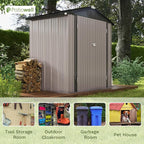 Patiowell 6x4 FT Outdoor Storage Shed, Garden Tool Storage Shed with Sloping Roof and Double Lockable Door, Outdoor Shed for Garden Backyard Patio Lawn, Brown - Image 4