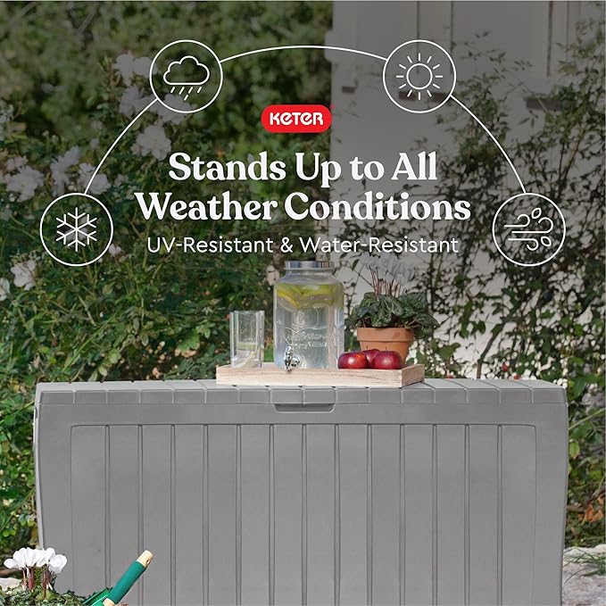 Keter Marvel Plus 71 Gallon Resin Outdoor Storage Box for Patio, Balcony & Garden – Weather‑Resistant Deck Box for Cushions, Pillows, Pool Floats & Tools, Light Grey - Image 3