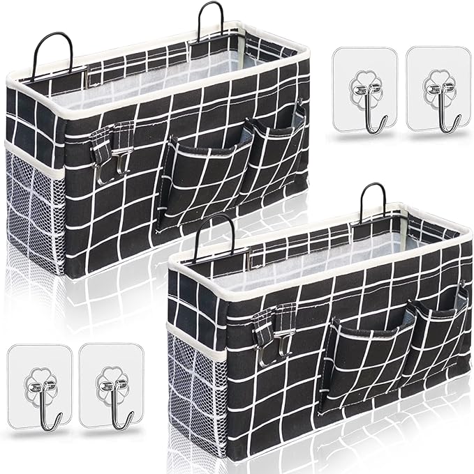 2pcs Large Wall Hanging Organizer Bag, Linen Fabric Door Hanging Storage Baskets by KANRICHU