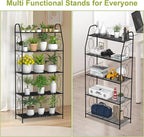 5 Tier Plant Stand Indoor Outdoor, Heavy Duty Plant Shelf, Metal Mesh Tall Plant Stands Holder Rack for Living Room Balcony and Garden, Black - Image 5