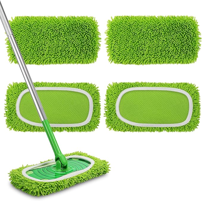 Set of 4 Reusable Microfiber Mop Pads Compatible by MEETI