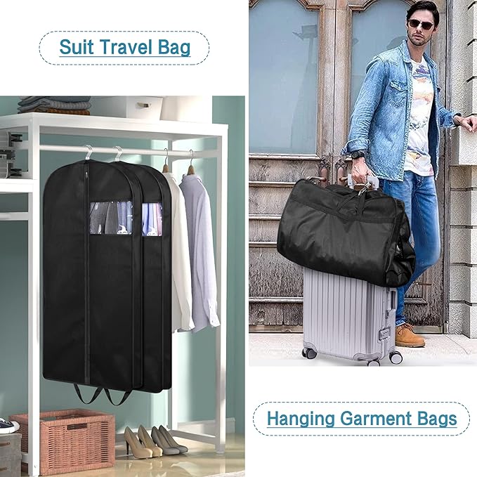 KIMBORA 43" Suit Bags for Closet Storage and Travel, Gusseted Hanging Garment - Image 3