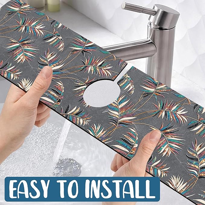 Ceramic Texture Sink Splash Guard Kitchen Tiles Faucet Absorbing Mat Fast - Image 5