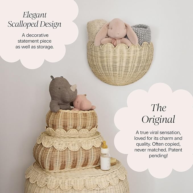 BEBE BASK Scalloped Wicker Wall Basket - Image 3