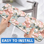 Abstract Gray and Red Hexagon Sink Faucet Absorbing Mat Sink Splash Guard - Image 6