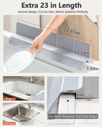 Kitchen Sink Splash Guard 23" Self-Draining Silicone Water Guard - Image 4