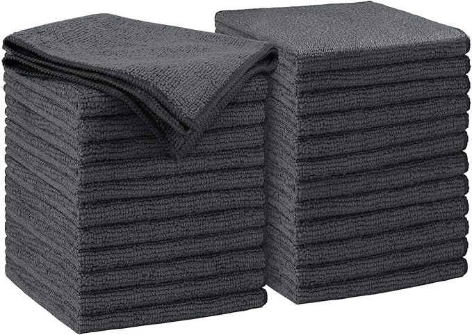 AIDEA Microfiber Cleaning Cloth Grey 24PK, Microfiber Towels by AIDEAHOME