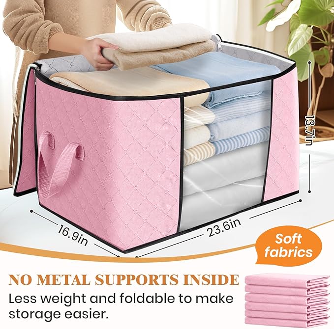 Fab totes 24 Gallons Clothes Storage, Foldable Thick Fabric Blanket Storage Bags - Image 2