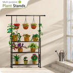 GIOTORENT Plant Stand Indoor, 3-Tier Heavy Duty Metal Shelf for Patio & Indoor, Tall Plant Holds 14+ Plants with 5 Hooks, Rust-Proof Plant Holder for Garden, Balcony, Living Room, Black - Image 2