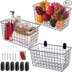 3 Pack【Extra Large】Hanging Kitchen Basket, Wire Storage Basket, by JUNCHUCHERRY