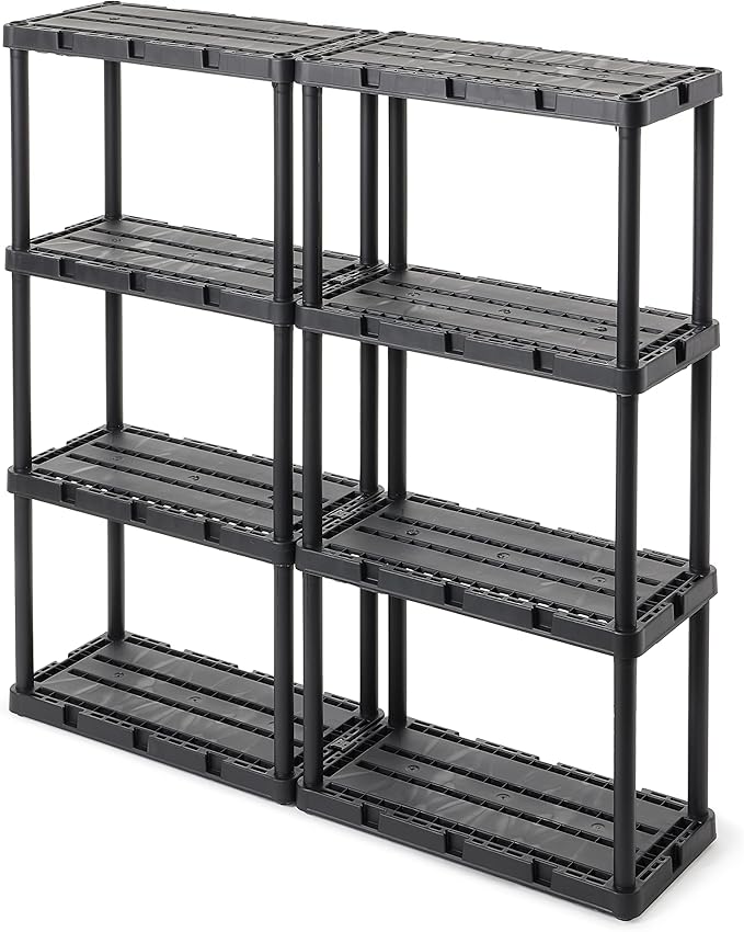 Gracious Living 4 Pack Light Duty Storage Shelves, Knect-A-Shelf 4-Shelf Ventilated Shelving Rack Organizer for Home, Garage, Basement & Laundry, Black - Image 6