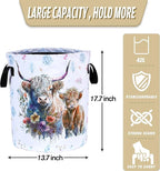 Highland Cow Laundry Basket Cattle Animal Foldable Oxford Cloth Funny Tote Bag - Image 2