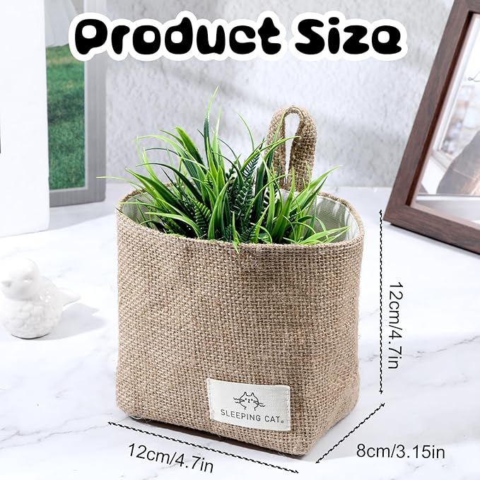 Small Cotton and Linen Hanging Storage Basket - Image 2