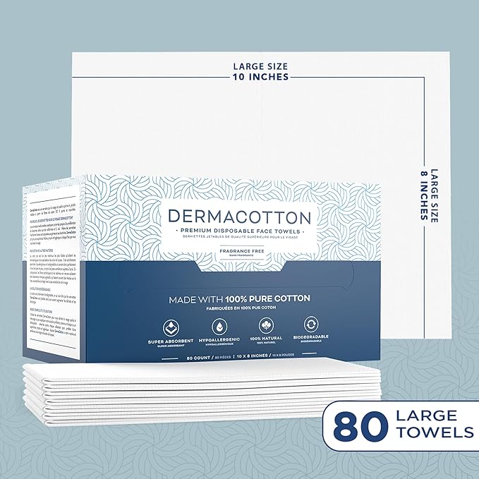 100% Pure Cotton Face Towels – 80 Count Large Disposable Wash Cloths - Image 2