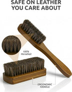 TAKAVU Leather & Upholstery Cleaning Brush Set, 100% Horse Hair Bristle - Image 2