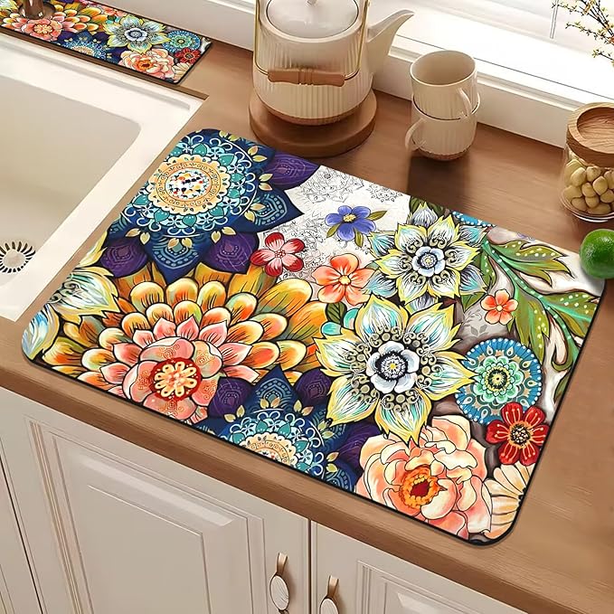 19.5" x 12" Dish Drying Mat & 24" x 5.5" Sink Splash Guard, Super Absorbent - Image 6