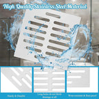 1Pc 6 Inch Square Drain Cover Stainless Steel Hair Drain Catcher Flat Floor - Image 3