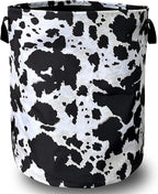 Retro Black White Cows Print Laundry Basket Foldable by SELIONLIKN