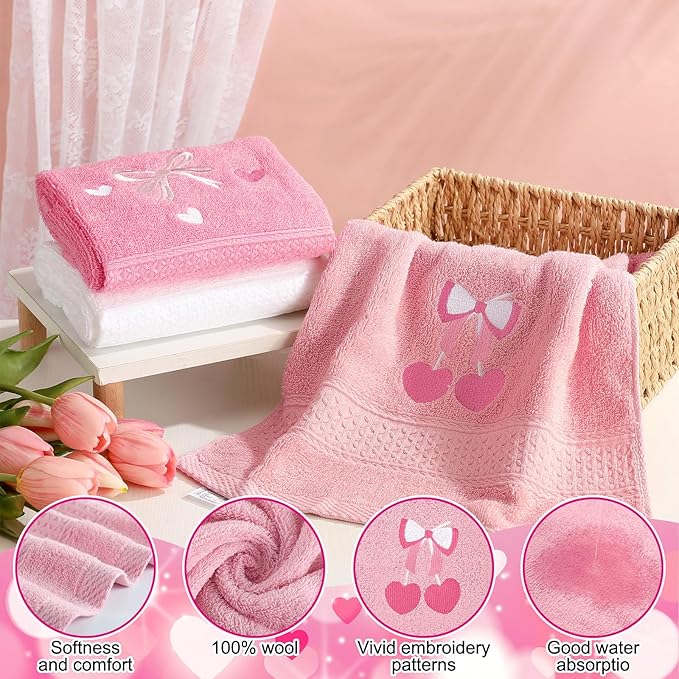 3 Pcs Bow Heart Hand Towels for Bathroom Embroidered Bathroom Towels Farmhouse - Image 4