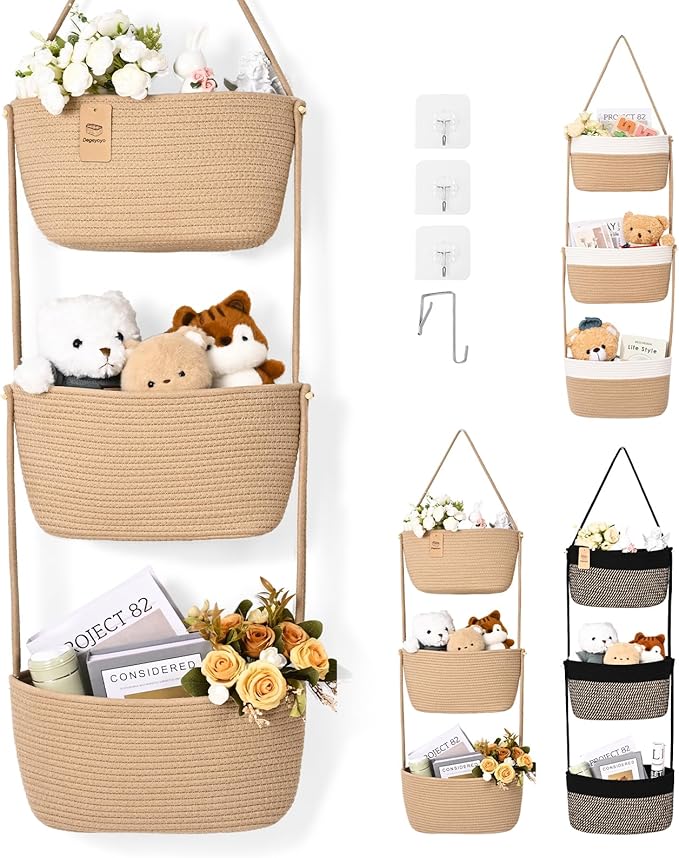Hanging Basket, 3-Tier Wall Baskets, Over the Door Organizer by Degeyoyo