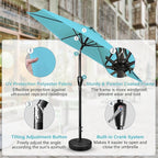 Simple Deluxe 9' Patio Umbrella Outdoor Table Market Yard Umbrella with Push Button Tilt/Crank - Image 3