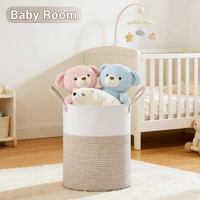 Tall Laundry Basket with Handles, 53L Portable Dirty Clothes Hamper, Boho - Image 4