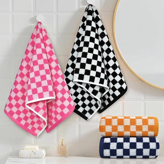 Jacquotha Hand Towels 4 Pack, Cotton Decorative Bathroom Hand Towel & Checkered - Image 5