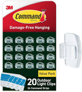 Command Outdoor Light Clips, 20 Clear Clips and 24 Command Strips, Damage-Free by Command