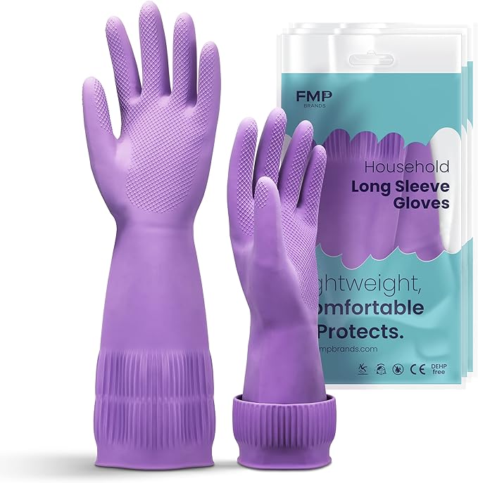 FMP Brands 3/6/12/60 Pairs 15 Inch Extra Long Rubber Dishwashing Gloves by FMPBrands