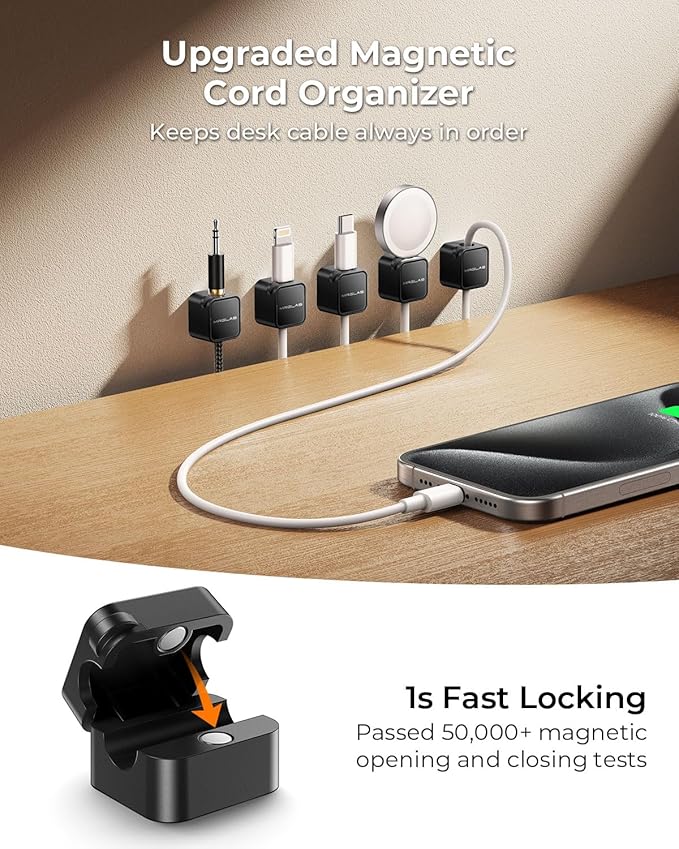MRGLAS 10-Pack Magnetic Cable Management Cord Organizer, Cable Holder Clips - Image 2