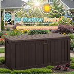 Patiowell 240 Gallon Large Outdoor Storage Box, Waterproof Deck Box with Fixed Divider, Lockable and Durable Patio Storage Solution for Patio Furniture and Garden Tools (Brown) - Image 4