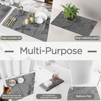 2PCS Stone Drying Mat for Kitchen Counter, Dark Gray - Image 6