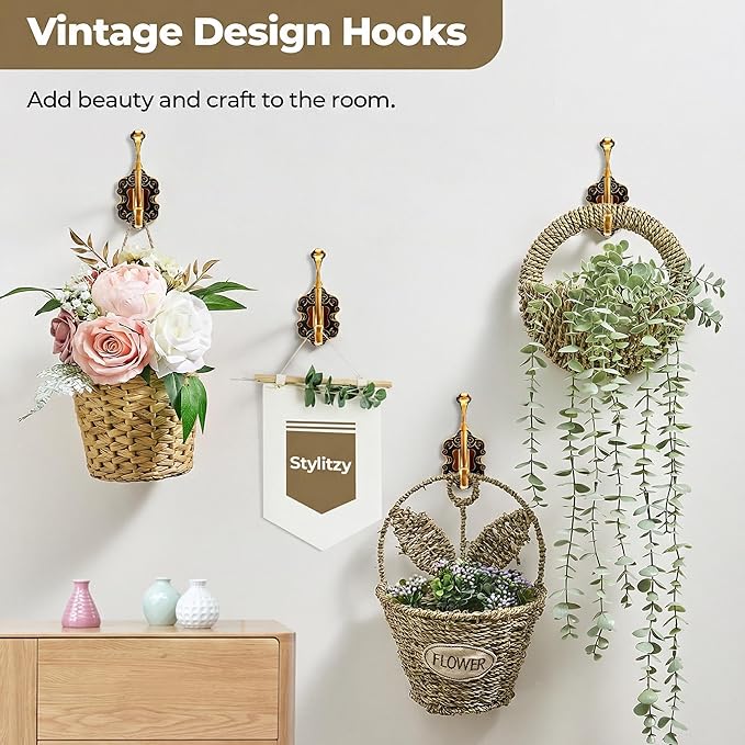 3 Pack Coat Hooks Metal Vintage Swan Shape Hooks, Heavy Duty Large Double Hook - Image 6