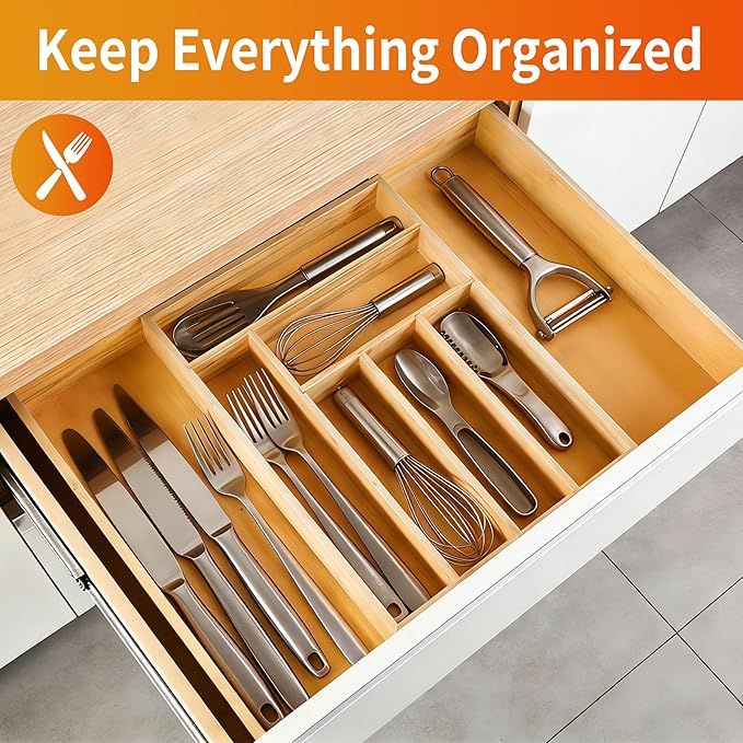 Bamboo Expandable Drawer Organizer - Image 3