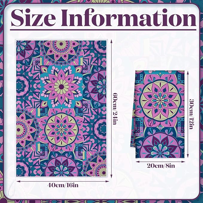 Boyiee Set of 6 Mandala Kitchen Towels Absorbent Boho Dish Towels 24 x 16 - Image 3