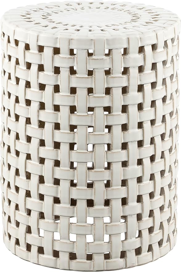 SAFAVIEH Home Collection Sayre Cream Ceramic 18-inch Decorative Accent Garden Stool for Living Room, Bathroom, Patio, Side Table, Plant Stand (Fully Assembled) by SAFAVIEH