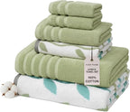 Modern Threads Organic Vines 6-Piece 100% Cotton Towel Set – Yarn Dyed Jacquard by ModernThreads