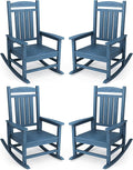 KINGYES Oversized Outdoor Rocking Chair Set of 4, High Density Polyethylene Patio Rocking Chairs with 330lbs Support for Adults, Navy by KINGYES