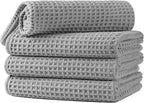 Microfiber Waffle Hand Towels, 4 Pieces, Fast Drying, Lint Free 430 GSM by Unknown