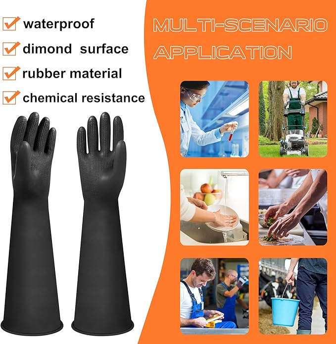 22" Upgraded Latex Gloves Chemical Resistant Glove Safety Work Long Gauntlets - Image 4